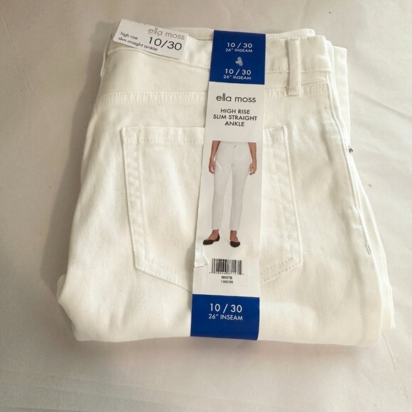 New Ella Moss Jeans Women's Size 10 White High Rise Slim Straight Ankle  Coastal - Picture 8 of 11
